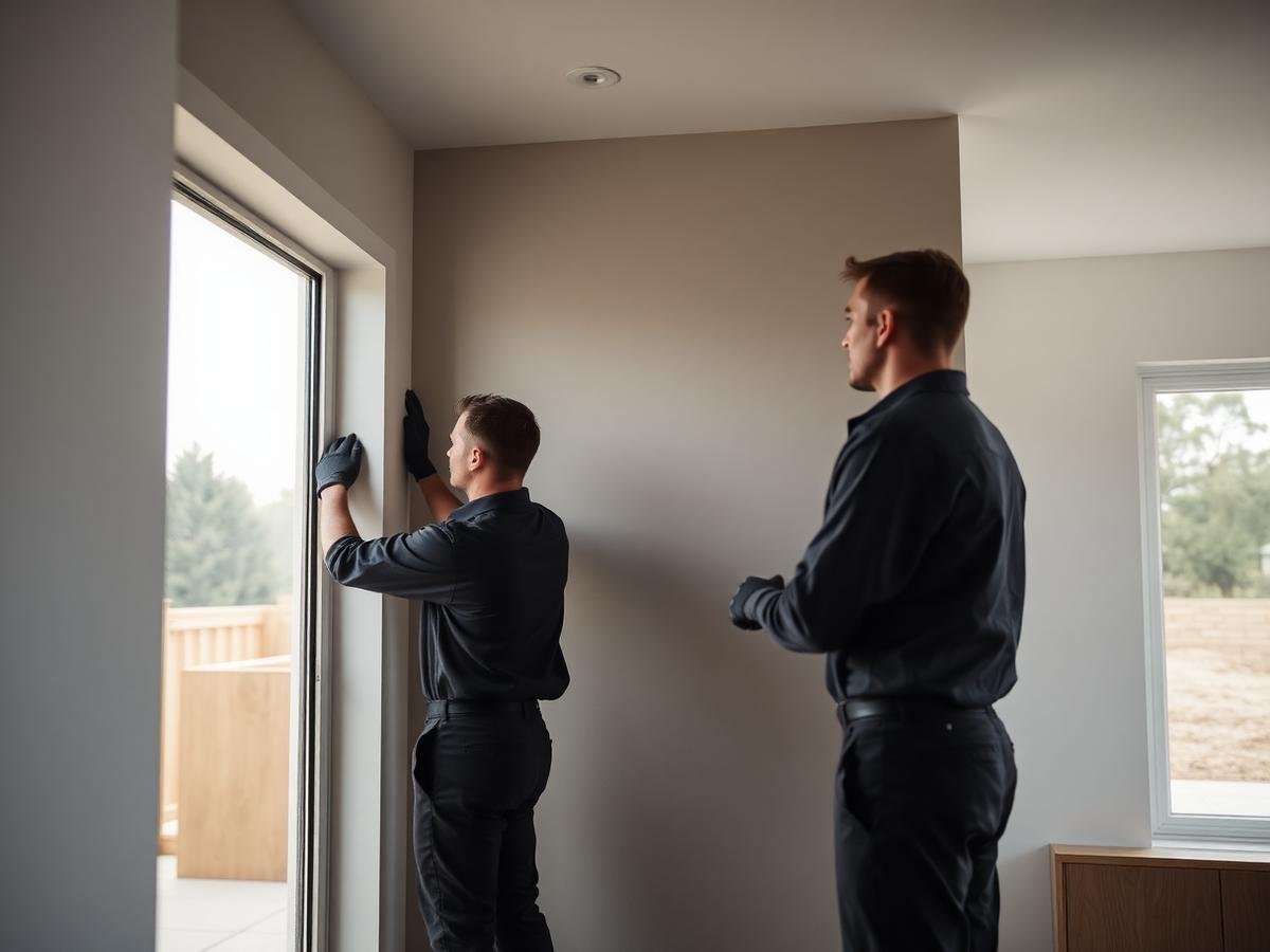 Hyvoxa engineers installing a control panel in a modern home