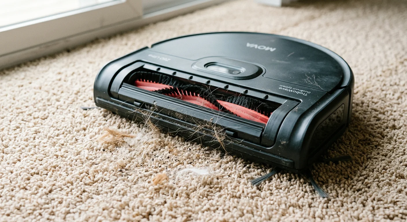 Mova Z60 Ultra 28000 Pa suction power cleaning deep pile carpet with TroboWave Anti-Tangle brush