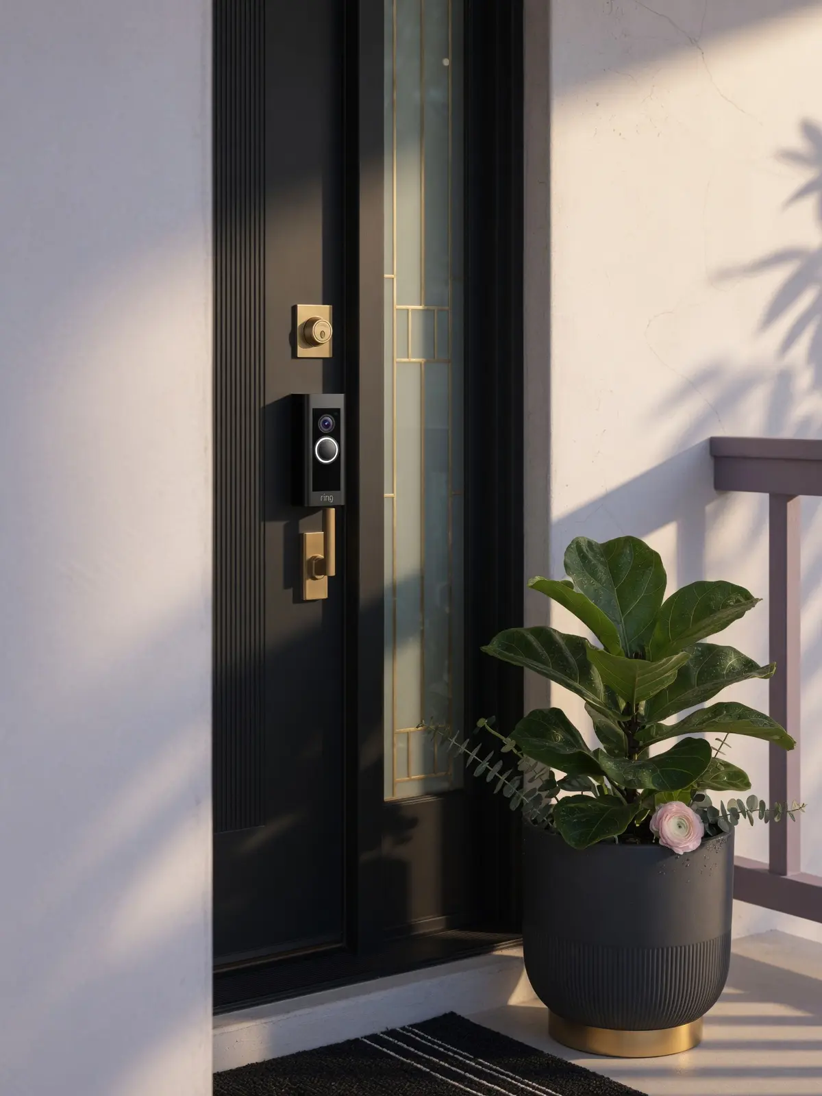 Ring Video Doorbell 3 mounted on a modern front door entryway